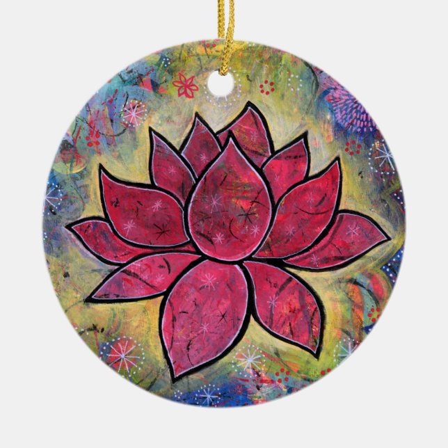 Lotus Blossom Blume mit dem Titel Transcend Keramik Ornament (Vorne)