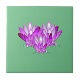 Lotus blossom pink auf grünem Meeresgrund Fliese