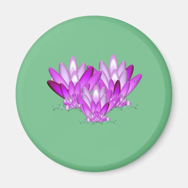 Lotus blossom pink auf grünem Meeresgrund Magnet (Vorne)