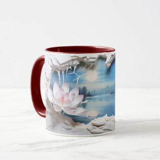 Lotus Blossom & Serene Lake Keramik Kaffee Tasse ☕