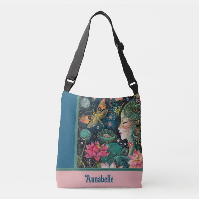 Lotus Blossoms Crossbody Tote Bag Tragetaschen Mit Langen Trägern (Vorderseite)