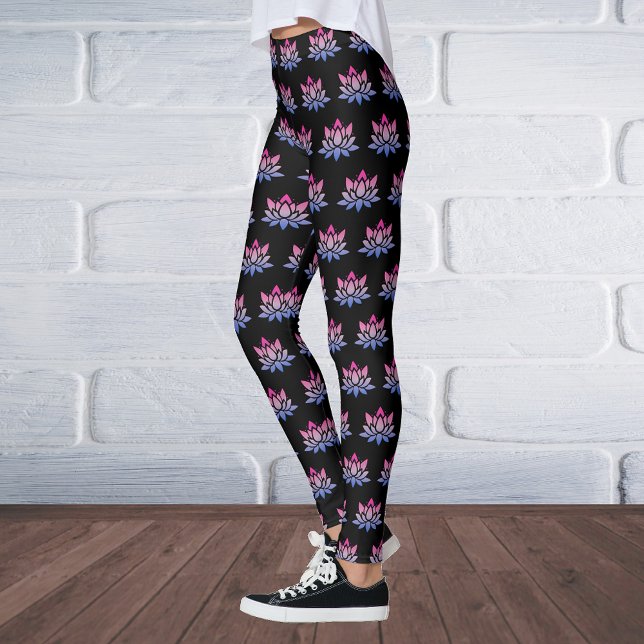 Lotus Blume blau pink schwarz Leggings (Von Creator hochgeladen)