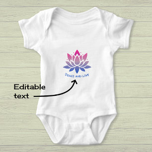Lotus Blume Blauer rosa benutzerdefinierter Text Baby Strampler