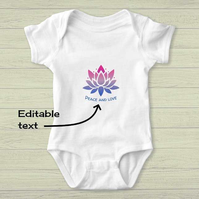Lotus Blume Blauer rosa benutzerdefinierter Text Baby Strampler (Von Creator hochgeladen)