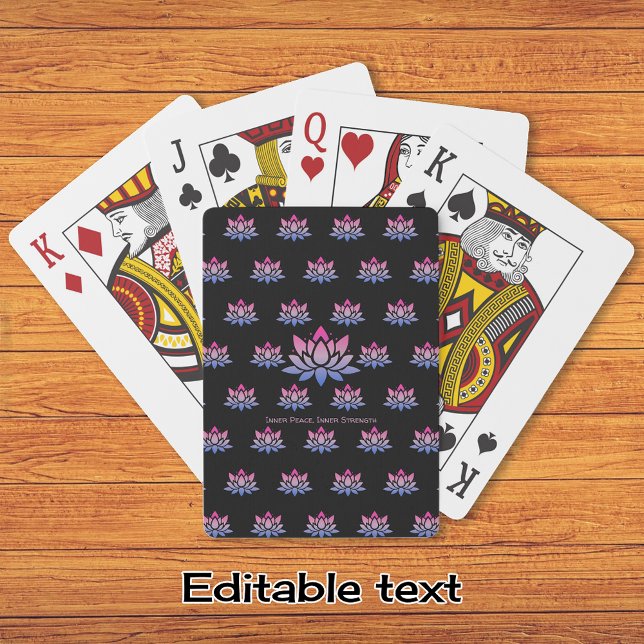 Lotus Blume Blauer rosa benutzerdefinierter Text Spielkarten (Von Creator hochgeladen)