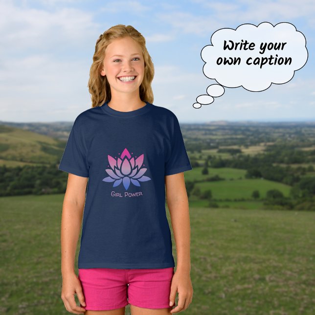 Lotus Blume Blauer rosa benutzerdefinierter Text T-Shirt (Von Creator hochgeladen)