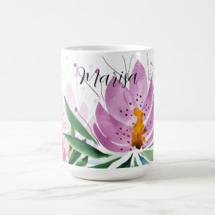 Lotus Blume Bloom Lilac Violet Wasserfarbe Kaffeetasse
