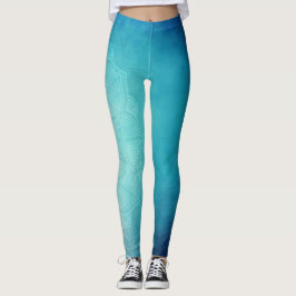 Lotus Blume Blue Green Yoga Leggings