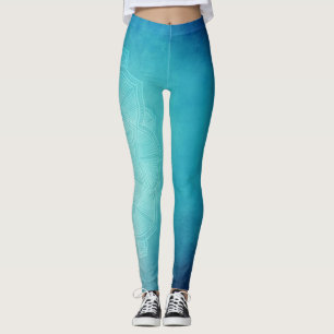 Lotus Blume Blue Green Yoga Leggings