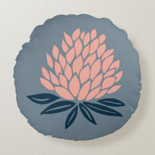 Lotus Blume Blue Pink Zen Rundes Kissen