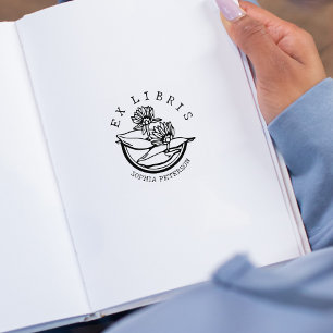 Lotus Blume Book Ex Libris Gummistempel