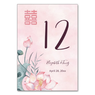 Lotus Blume Chinese Wedding Tischnummer