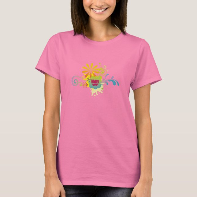 Lotus Blume Colour Burst T-Shirt (Vorderseite)