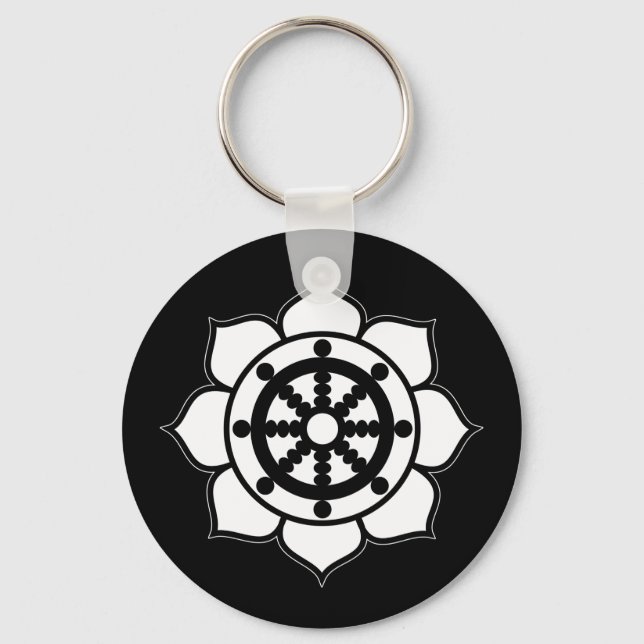 Lotus Blume Dharma Wheel Schlüsselanhänger (Vorderseite)