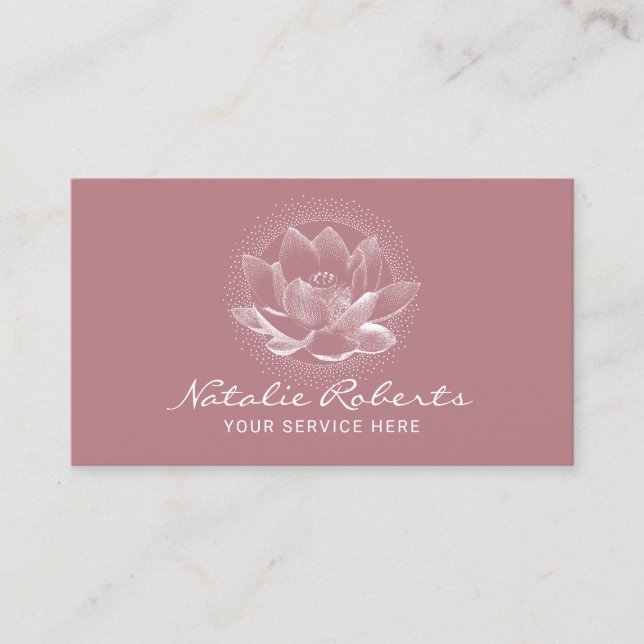 Lotus Blume Dusty Rose Yoga Instructor Visitenkarte (Vorderseite)