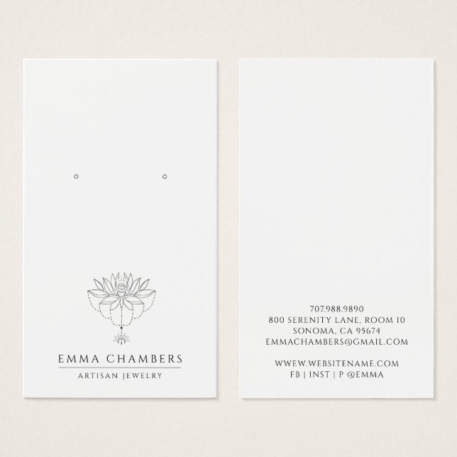 Lotus Blume Earring Juwelier Display Cards (Vorne & Hinten)