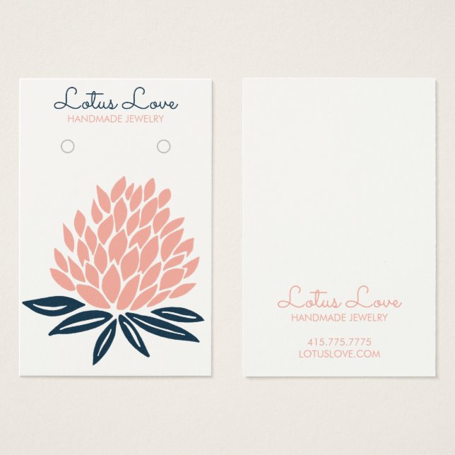 Lotus Blume Earring Necklace Juwelier Display Card (Vorne & Hinten)