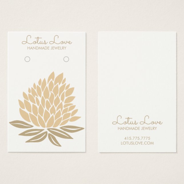 Lotus Blume Earring Necklace Juwelier Display Card (Vorne & Hinten)