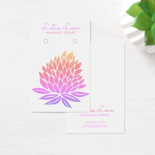 Lotus Blume Earring Necklace Juwelier Display Card (Schreibtisch)