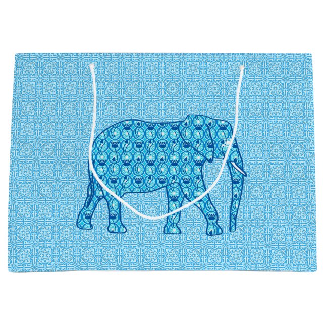 Lotus Blume Elefant - Türkis Große Geschenktüte (Vorderseite)