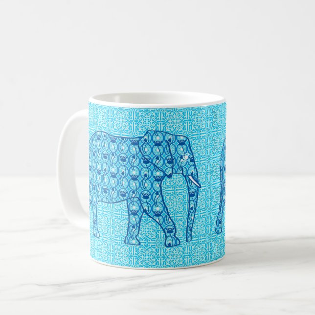 Lotus Blume Elefant - Türkis Kaffeetasse (Vorderseite Links)