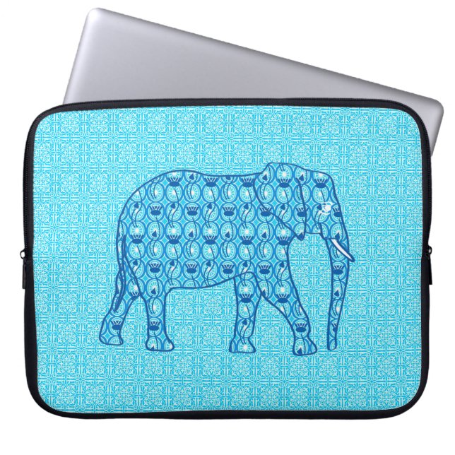 Lotus Blume Elefant - Türkis Laptopschutzhülle (Vorderseite)