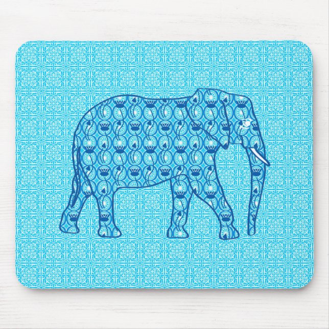 Lotus Blume Elefant - Türkis Mousepad (Vorne)