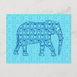 Lotus Blume Elefant - Türkis Postkarte
