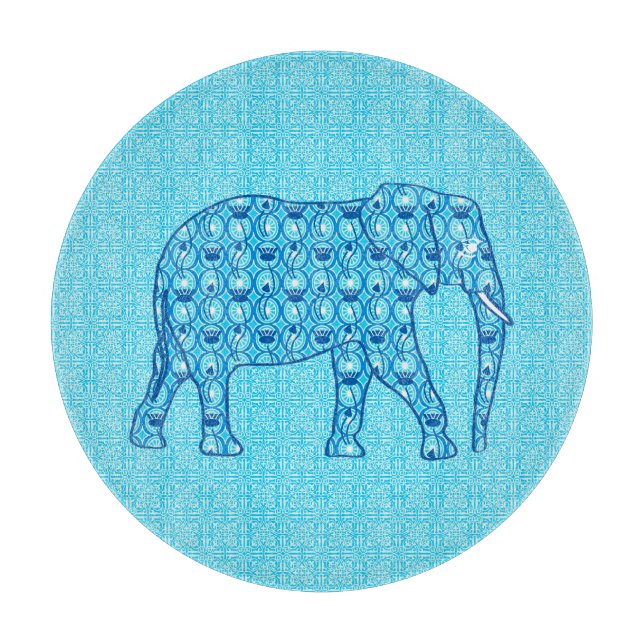 Lotus Blume Elefant - Türkis Schneidebrett (Vorderseite)