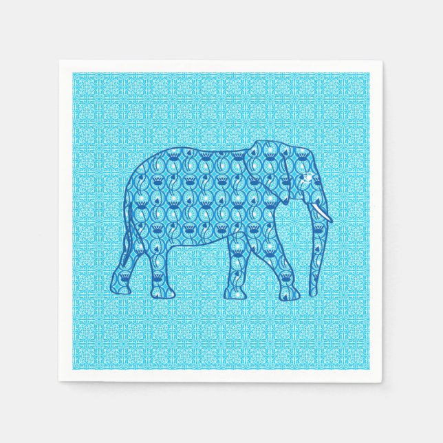 Lotus Blume Elefant - Türkis Serviette (Vorderseite)