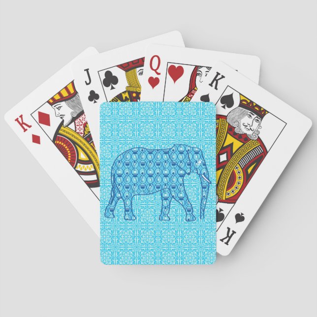 Lotus Blume Elefant - Türkis Spielkarten (Rückseite)