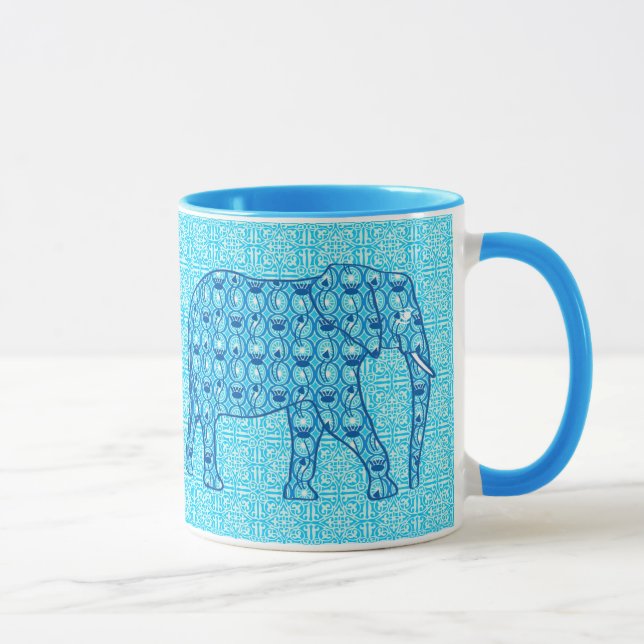 Lotus Blume Elefant - Türkis Tasse (Rechts)
