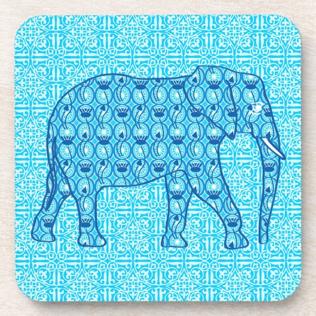 Lotus Blume Elefant - Türkis Untersetzer (Vorderseite)