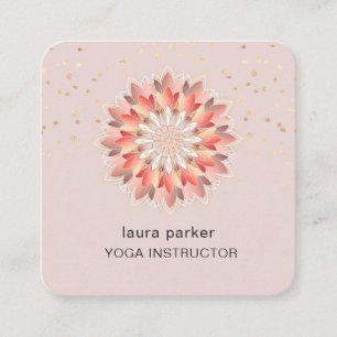 Lotus Blume Elegant Yoga Meditation Instruktor Quadratische Visitenkarte