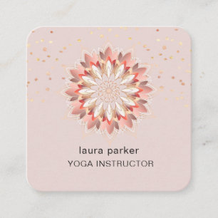 Lotus Blume Elegant Yoga Meditation Instruktor Quadratische Visitenkarte