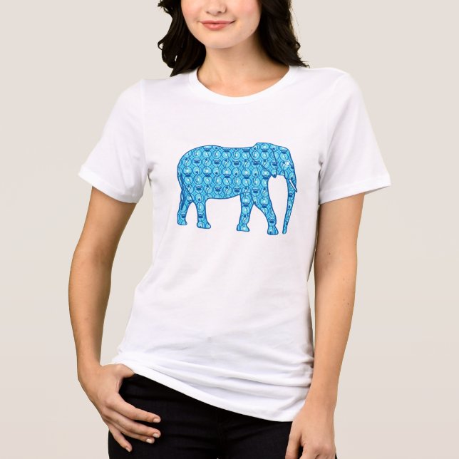 Lotus Blume Elephant - Türkis Tri-Blend Shirt (Vorderseite)