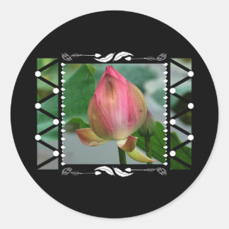 Lotus Blume Floral Geometric Runder Aufkleber
