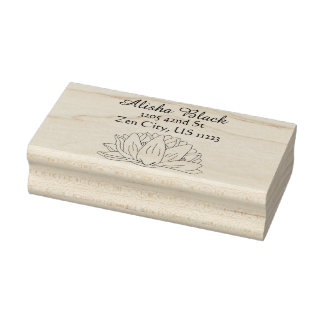 Lotus Blume Floral Illustration Name Anschrift Gummistempel