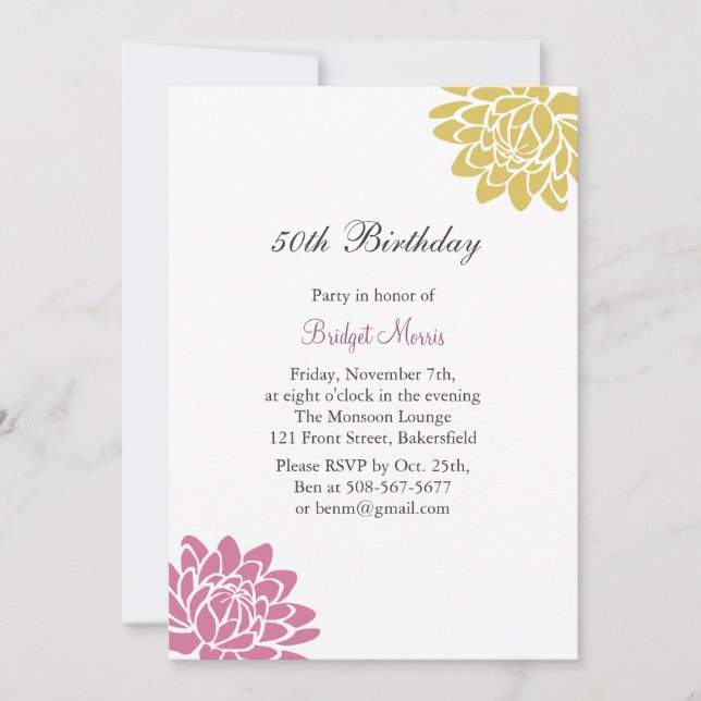 Lotus Blume Geburtstag Einladung (Vorderseite)