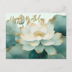 Lotus Blume Gold Kanten Happy Birthday Postkarte