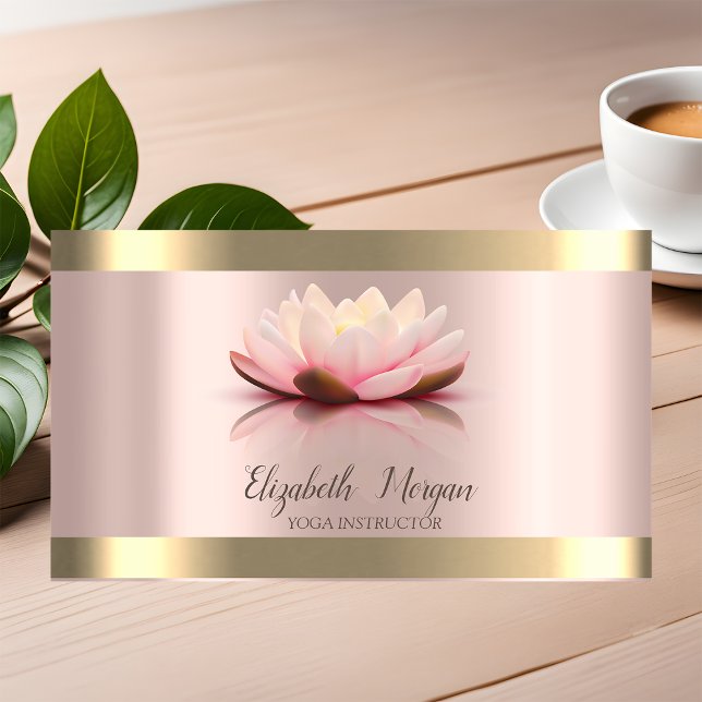 Lotus Blume Gold Stripe Rose Gold Yoga Instructor Visitenkarte (Von Creator hochgeladen)