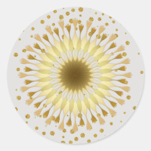 Lotus Blume Goldgelbe Hochzeitskonfetti Runder Aufkleber