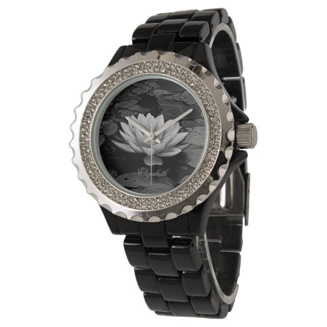 Lotus Blume Grau Armbanduhr (Schrägansicht)