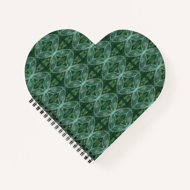 Lotus Blume Green Galaxy Heart Shape Notebook Notizbuch (Vorderseite)
