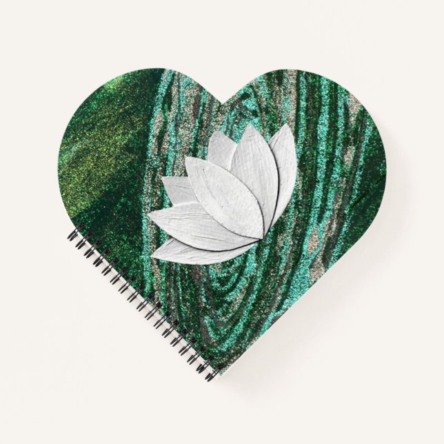 Lotus Blume Green Galaxy Heart Shape Notebook Notizbuch (Vorderseite)