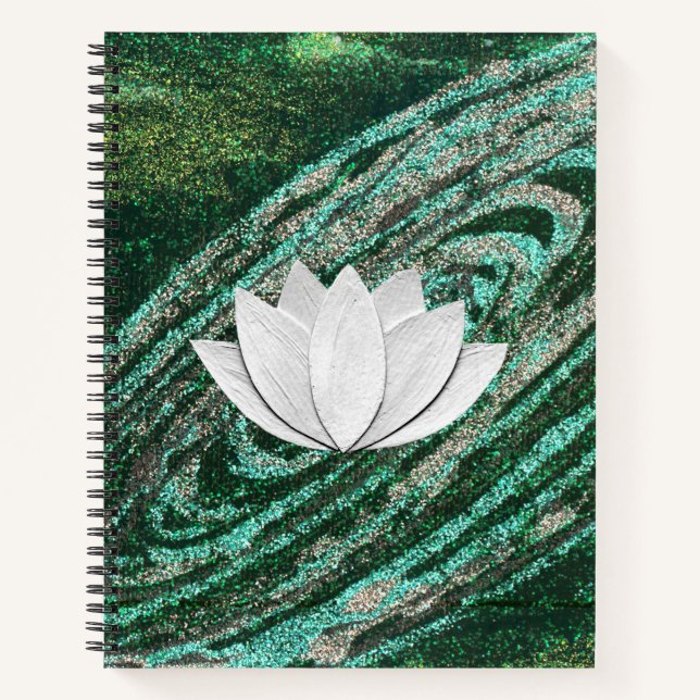 Lotus Blume Green Galaxy Notebook Notizbuch (Vorderseite)