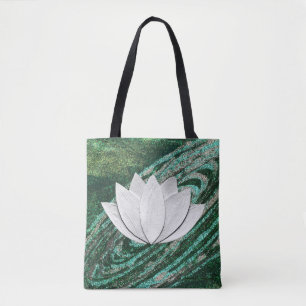 Lotus Blume Green Galaxy Tote Bag