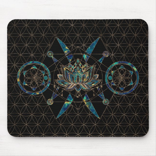 Lotus Blume - Heilige Geometrie Mousepad (Vorne)