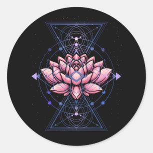 Lotus Blume Heilige Geometrie Yoga Meditation Spir Runder Aufkleber
