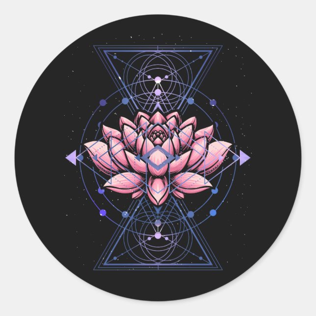 Lotus Blume Heilige Geometrie Yoga Meditation Spir Runder Aufkleber (Vorderseite)